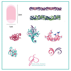 Petit Swirls (CjS-49) Steel Nail Art Stamping Plate 6x6 Clear Jelly Stamper 
