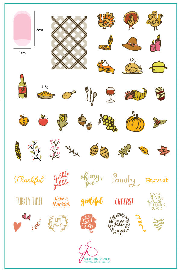 Give Thanks (CjS H-15) - Steel Stamping Plate 14 x 9 Clear Jelly Stamper Plate