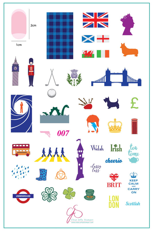 Best of British (CjS LC-27 ) - Steel Stamping Plate 14 x 9 Clear Jelly Stamper