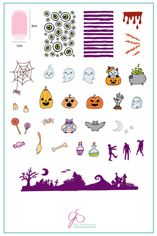 Halloween - Witches Brew (CjSH-21) - Steel Stamping Plate 14 x 9 Clear Jelly Stamper Plate