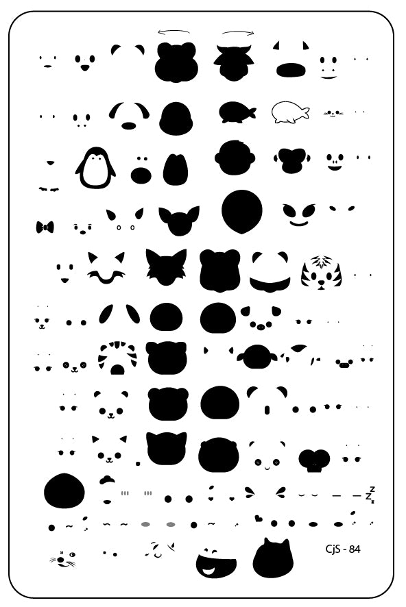 Critter emOH-GEE (CjS-84) Steel Nail Art Stamping Plate 14 x 9 Clear Jelly Stamper