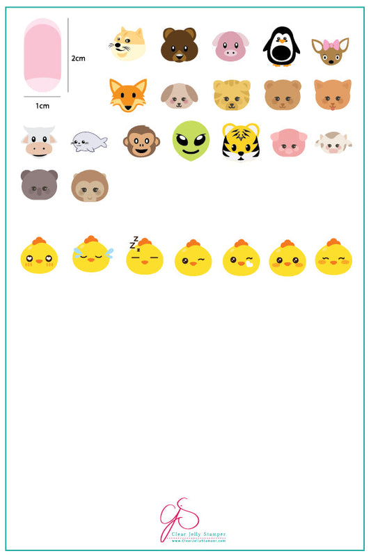 Critter emOH-GEE (CjS-84) Steel Nail Art Stamping Plate 14 x 9 Clear Jelly Stamper Plate