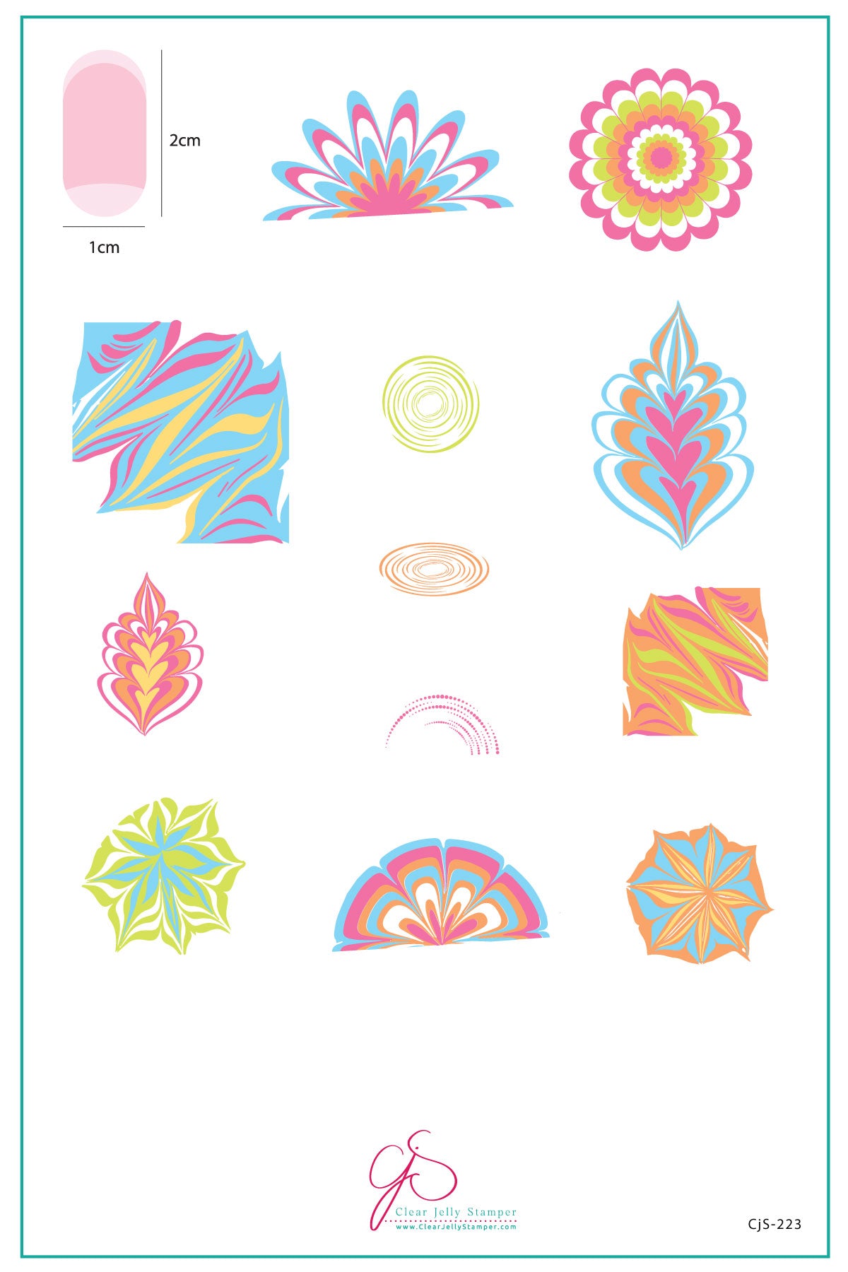 Water Marble (CjS-223) Etched Nail Art Stamping Plate