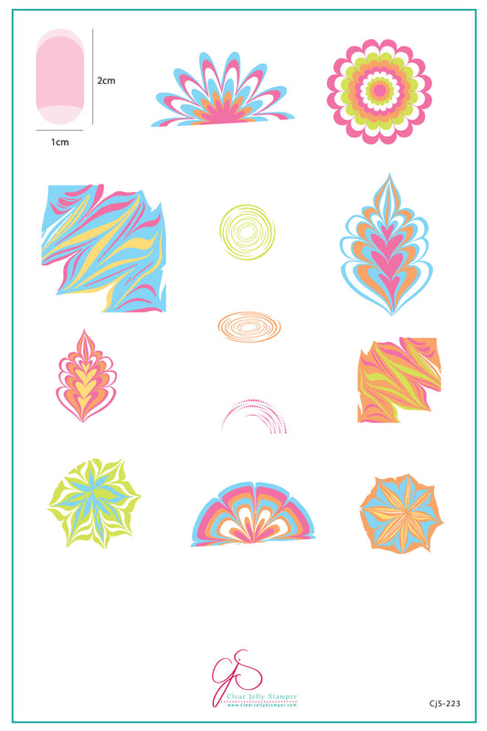 Water Marble (CjS-223) Etched Nail Art Stamping Plate
