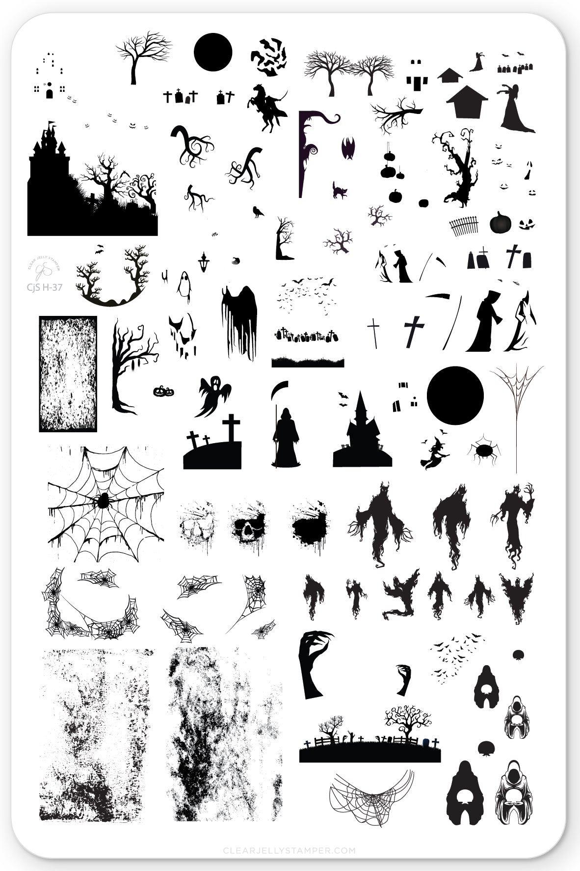 Creepy Hollow (CjSH-37) Steel Stamping Plate 14 x 9 Clear Jelly Stamper