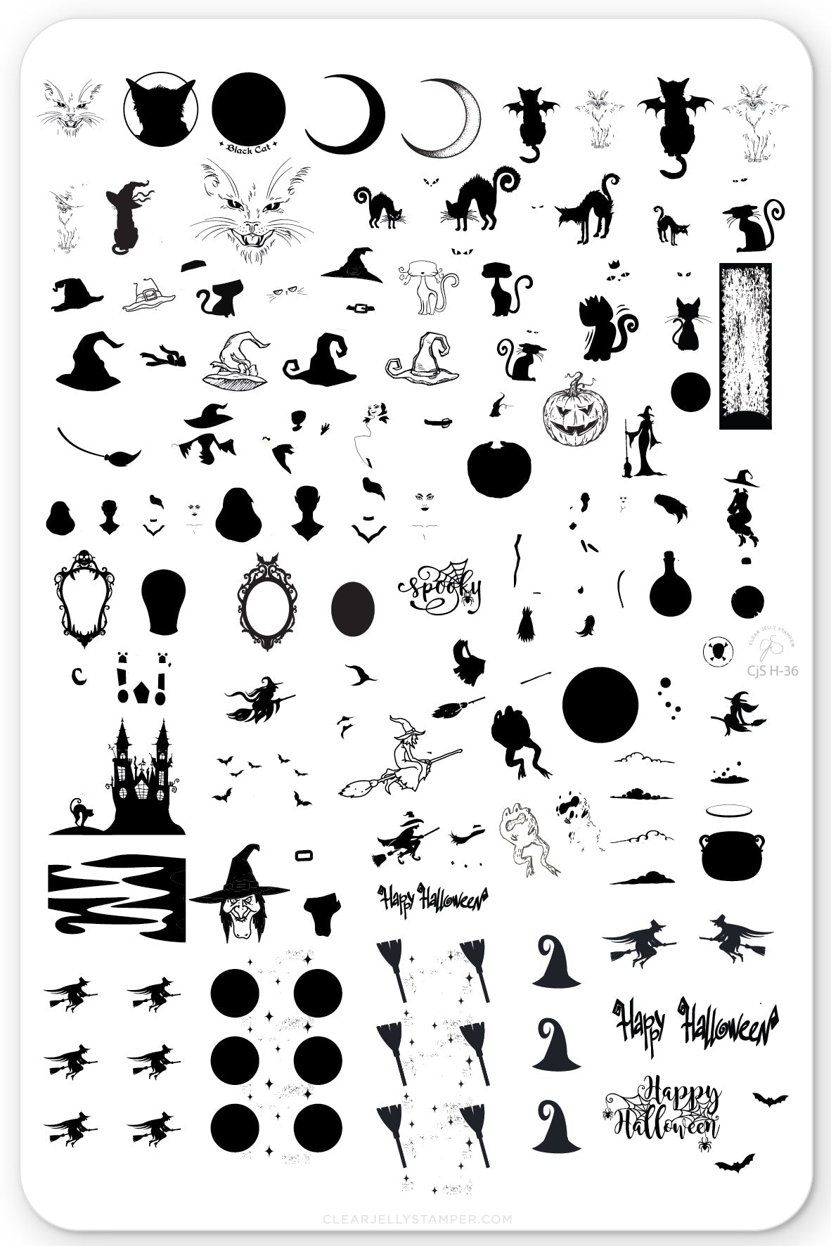 Be-Witched (CjSH-36) Steel Stamping Plate 14 x 9 Clear Jelly Stamper