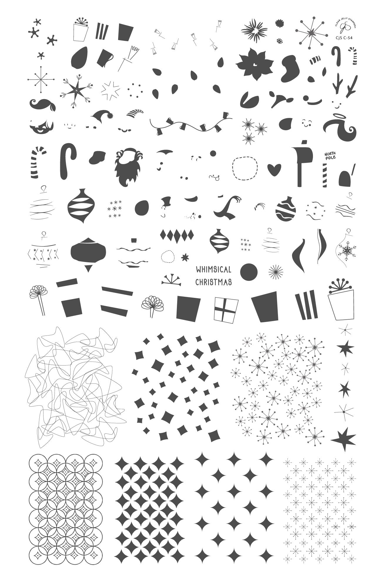 Whimsical Christmas (CjSC-54) Etched Nail Art Stamping Plate