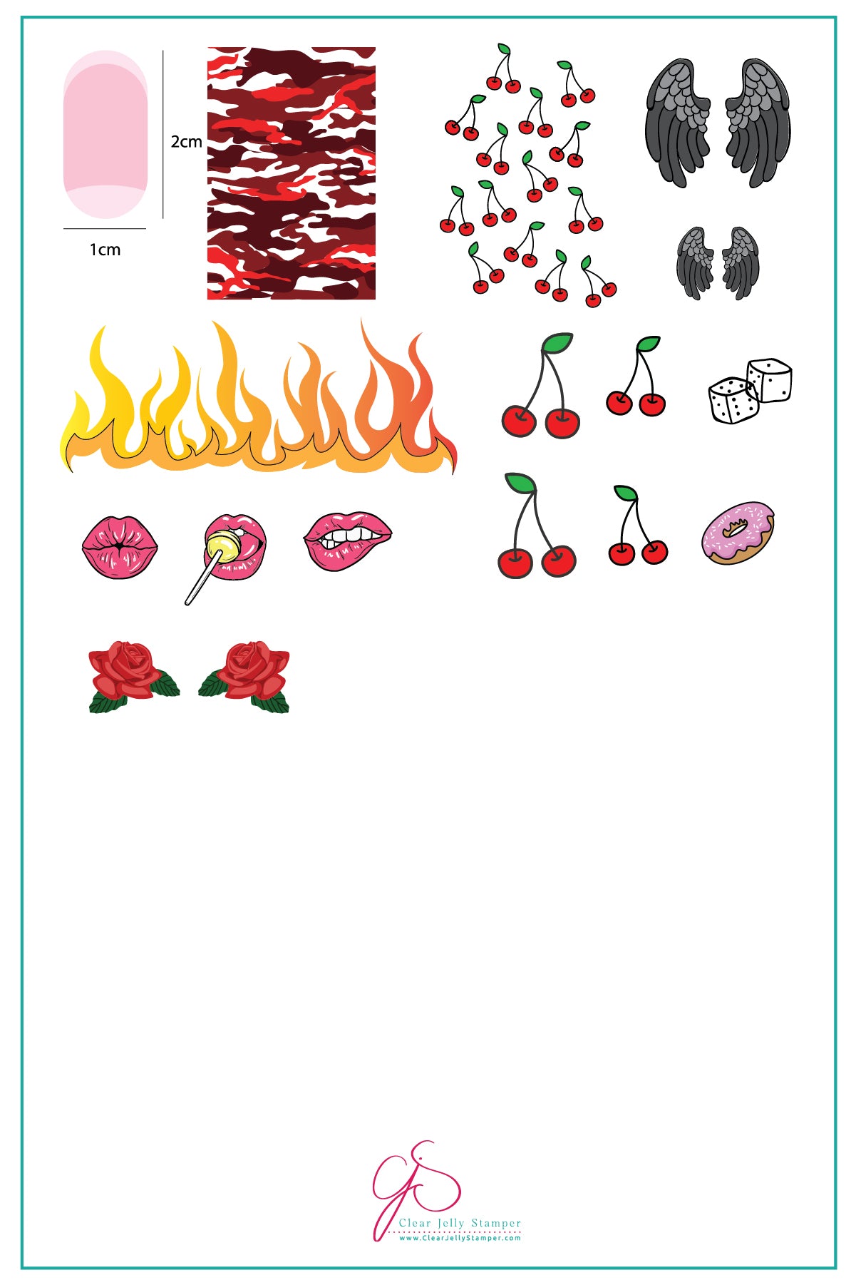 Boujee (CjS-87) Steel Nail Art Stamping Plate 14 x 9 Clear Jelly Stamper Plate