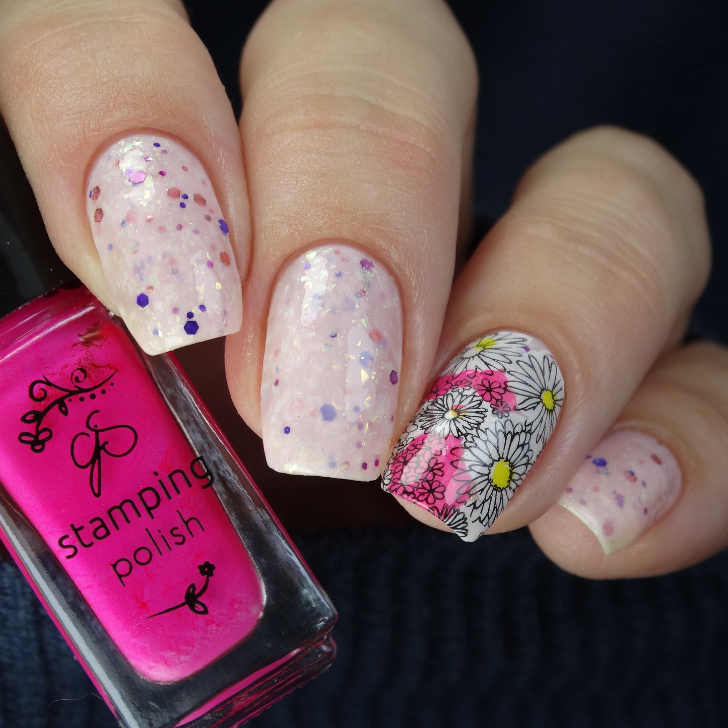 I Dream of Daisies (CjS-104) Steel Nail Art Stamping Plate 14 x 9 Clear Jelly Stamper