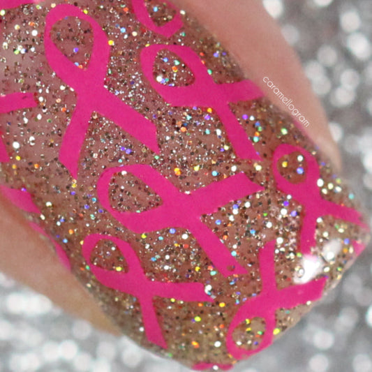 All For A Cause (CjS-125) Steel Nail Art Stamping Plate 14 x 9 Clear Jelly Stamper