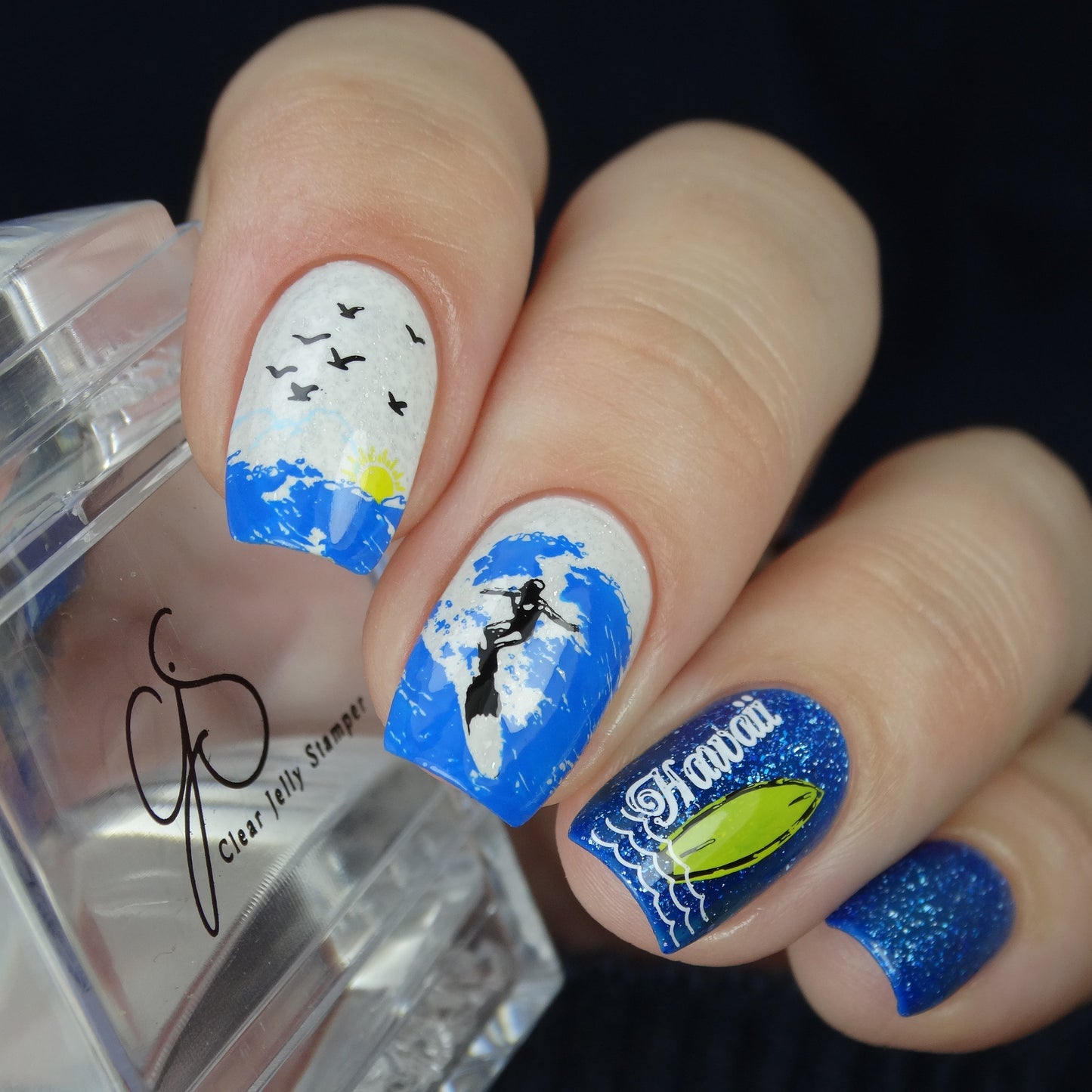 Aloha! (CjS-128) Steel Nail Art Stamping Plate 14 x 9 Clear Jelly Stamper