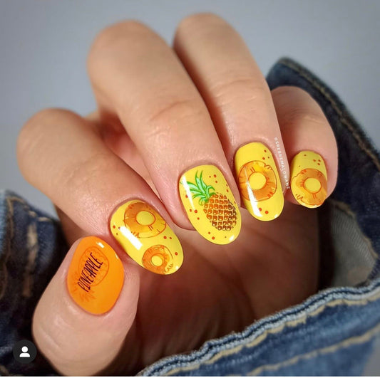 Pineapple Pizazz (CjS-130) Steel Nail Art Stamping Plate 6x6 Clear Jelly Stamper