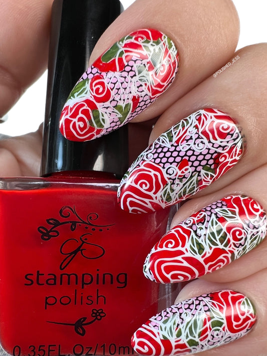 Just Add Lace (CjS-177) Etched Nail Art Stamping Plate