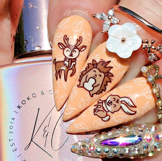 Woodlands Friends (CjS-188) Etched Nail Art Stamping Plate