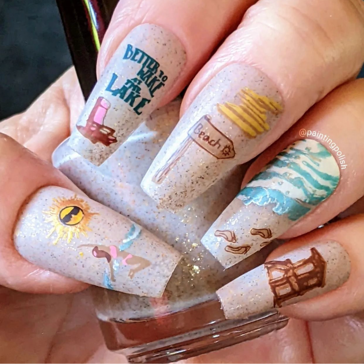 Lake Life (CjS-208) Etched Nail Art Stamping Plate