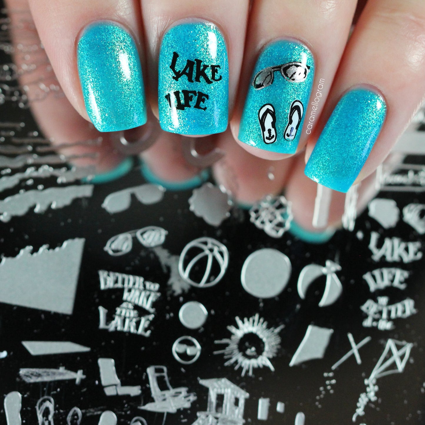 Lake Life (CjS-208) Etched Nail Art Stamping Plate