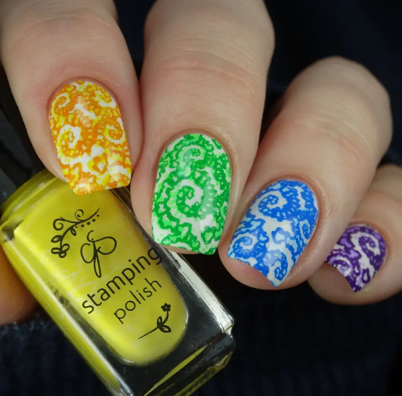 Shibori (CjS-221) Etched Nail Art Stamping Plate