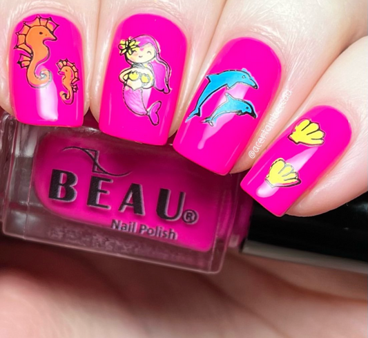 Mermaid Doodle 2 (CjS-25) Etched Nail Art Stamping Plate