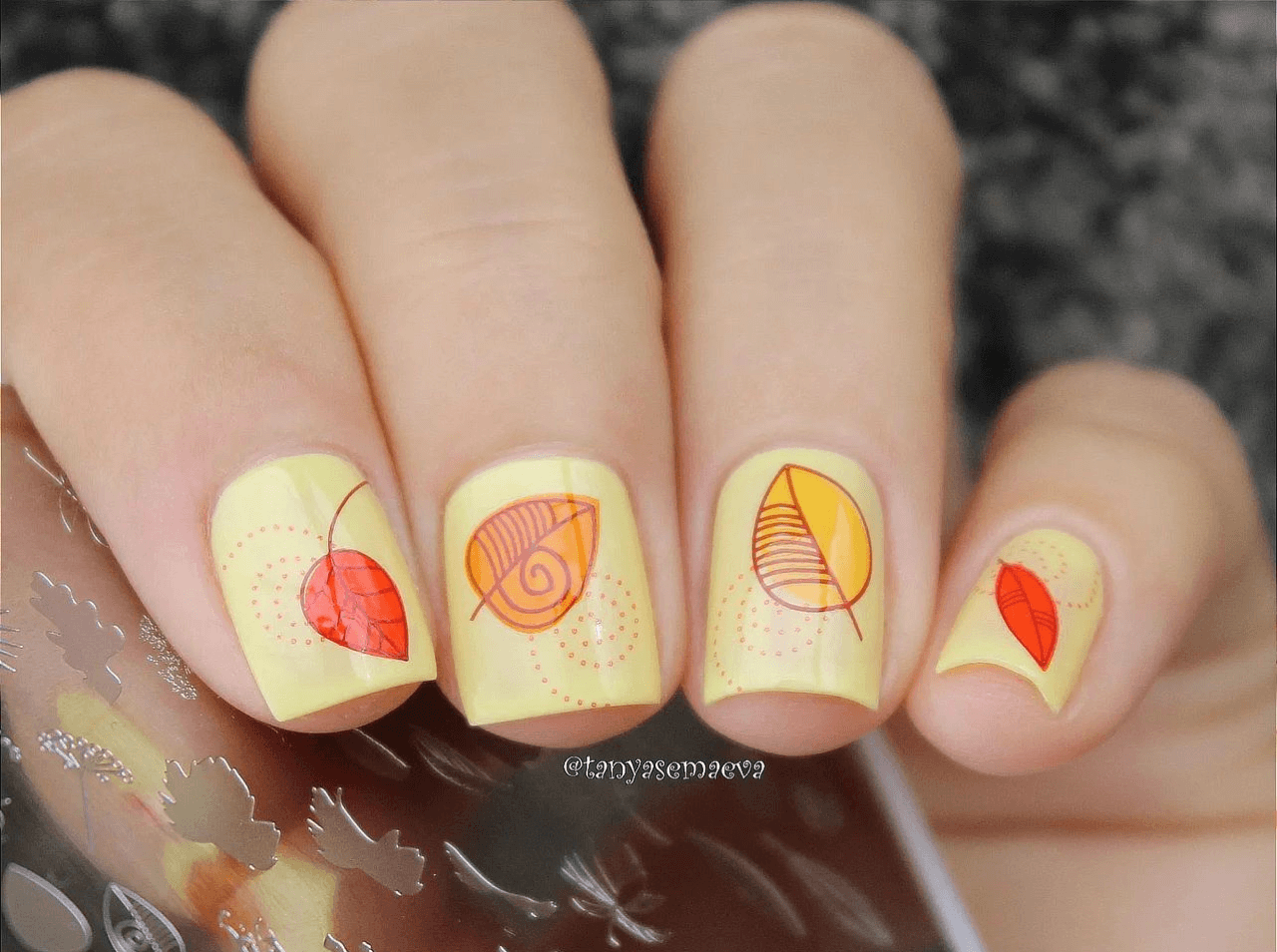 stunning-manicure-with-nail-art-designs-of-fall-leaves