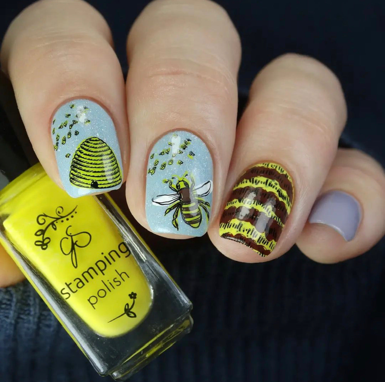 Save the Bees! (CjS-68) Steel Nail Art Stamping Plate 14 x 9 Clear Jelly Stamper