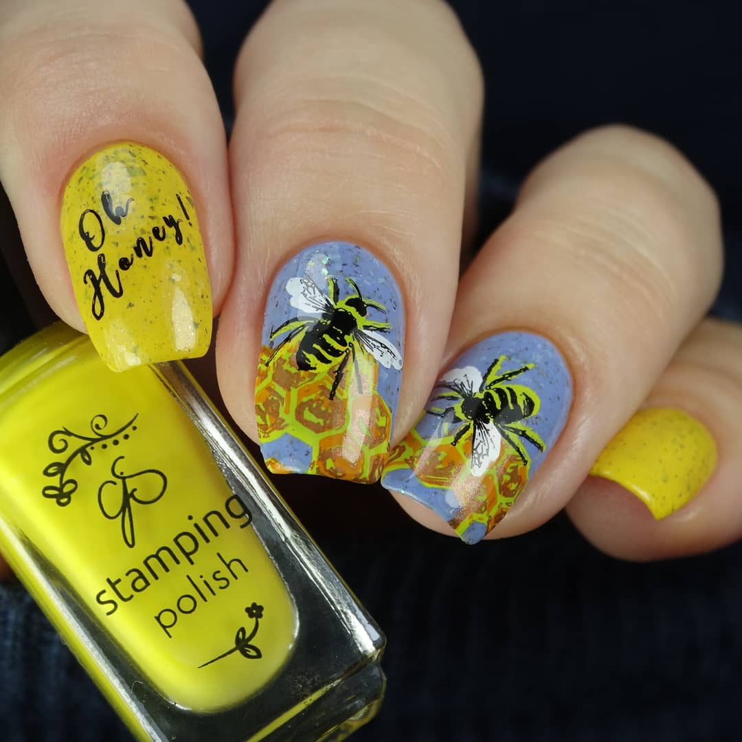 Save the Bees! (CjS-68) Steel Nail Art Stamping Plate 14 x 9 Clear Jelly Stamper