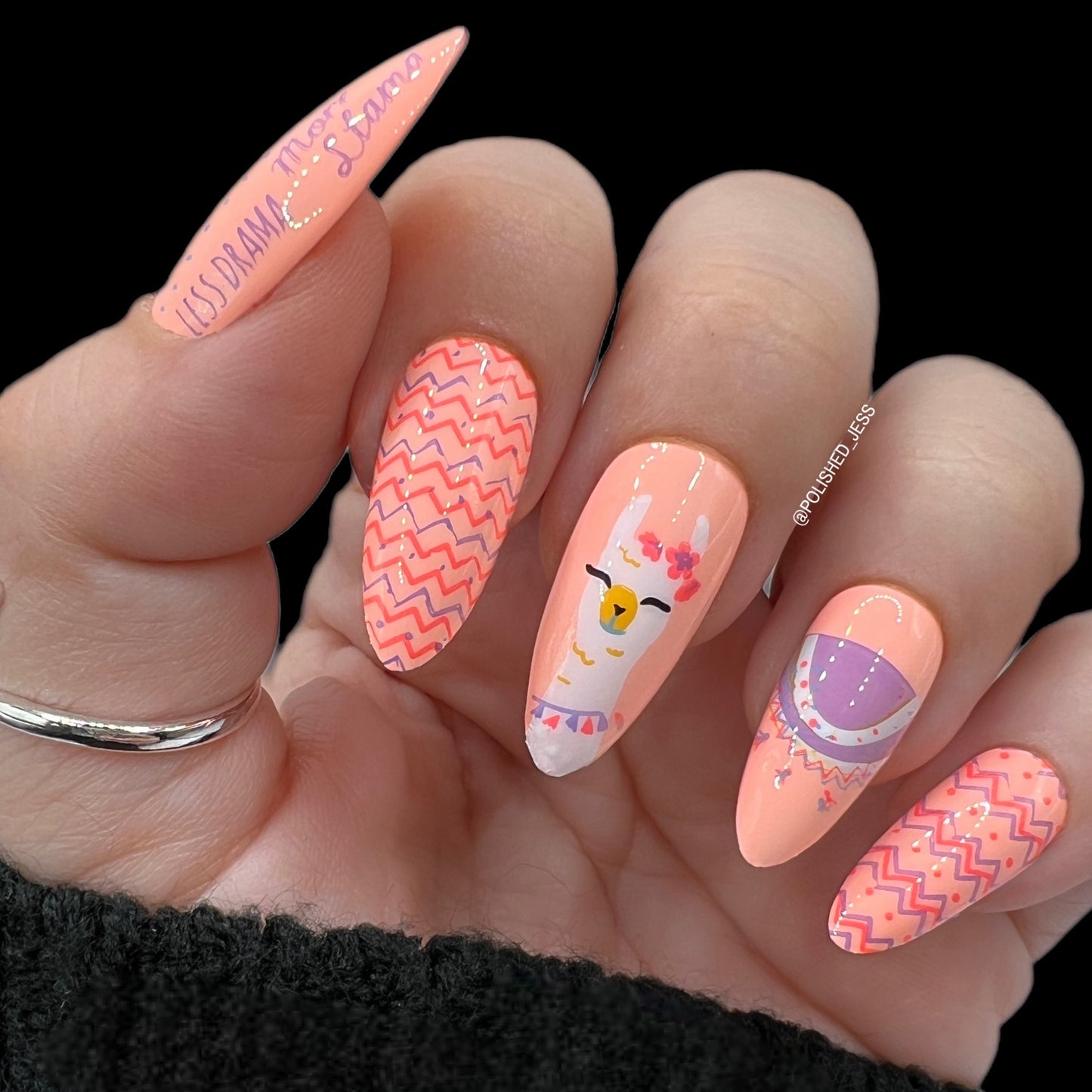 Love at First Llama (CjS-98) Etched Nail Art Stamping Plate