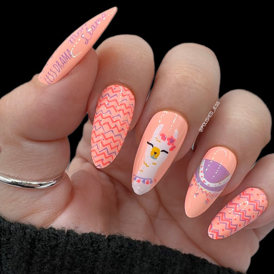 Love at First Llama (CjS-98) Etched Nail Art Stamping Plate