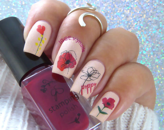 Poppy Day (CjSH-71) Etched Nail Art Stamping Plate
