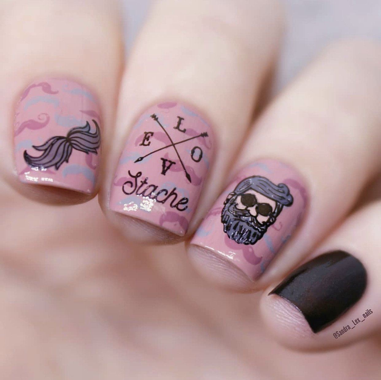 Hippest Movember (CjS-142) Steel Nail Art Stamping Plate 8 x 8 Clear Jelly Stamper