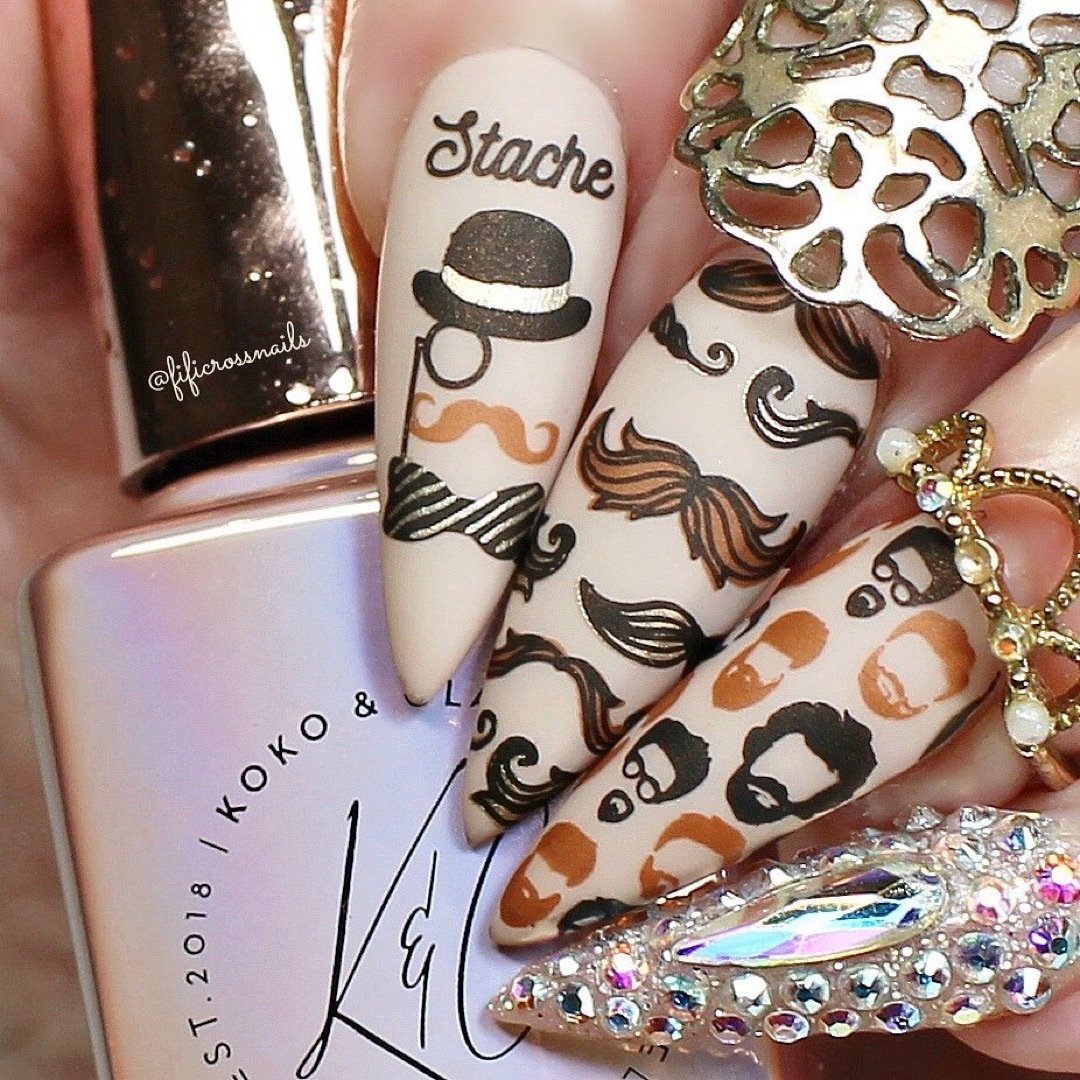 Hippest Movember (CjS-142) Steel Nail Art Stamping Plate 8 x 8 Clear Jelly Stamper