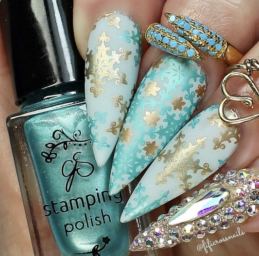 Frosted (CjS-144) Steel Nail Art Stamping Plate 14 x 9 Clear Jelly Stamper