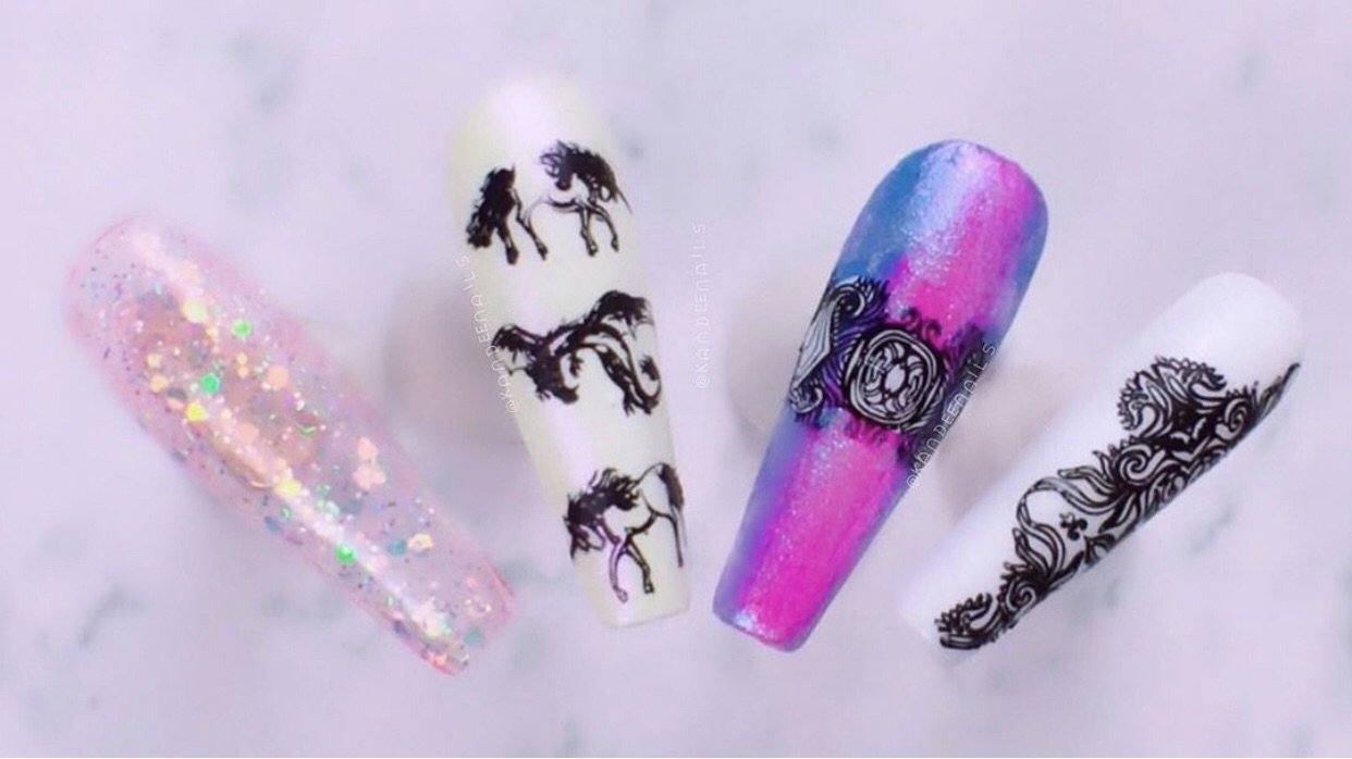 Mythical Creatures (CjS-107) Steel Nail Art Stamping Plate 14 x 9 Clear Jelly Stamper