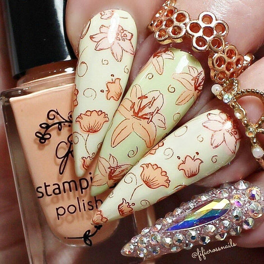 Lovely Lilies (CjS-109) Steel Nail Art Stamping Plate 6x6 Clear Jelly Stamper