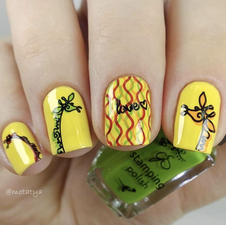 Doodle Love (CjS-127) Steel Nail Art Stamping Plate 6x6 Clear Jelly Stamper