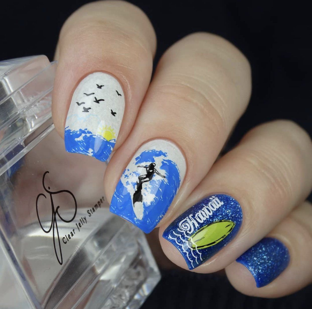 Aloha! (CjS-128) Steel Nail Art Stamping Plate 14 x 9 Clear Jelly Stamper