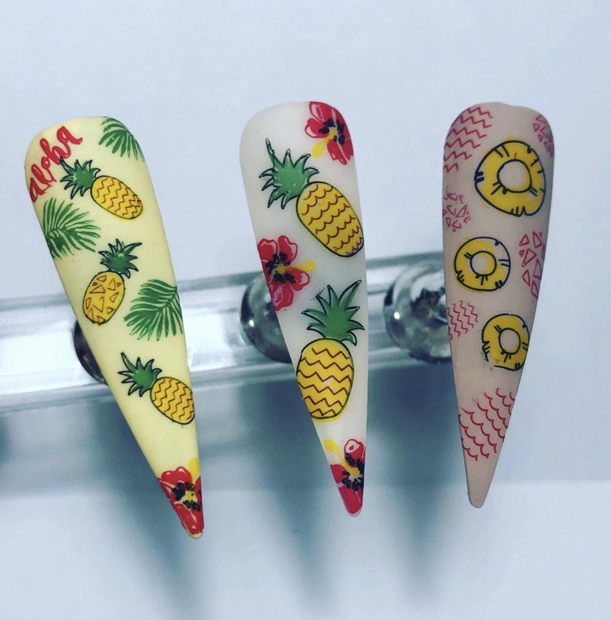 Pineapple Pizazz (CjS-130) Steel Nail Art Stamping Plate 6x6 Clear Jelly Stamper