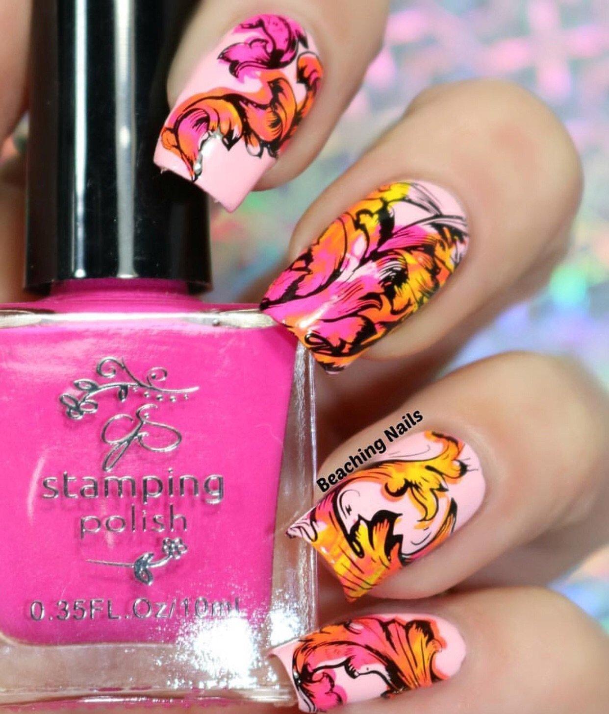 Ornamental Flourish (CjS-45) Steel Nail Art Stamping Plate 14 x 9 Clear Jelly Stamper