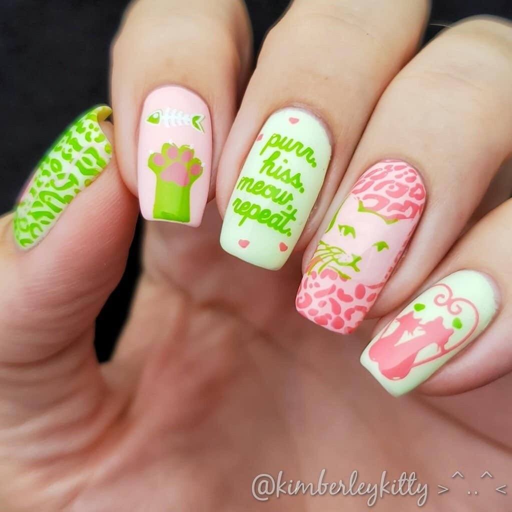 Here Kitty Kitty! (CjS-55) Steel Nail Art Stamping Plate 14 x 9 Clear Jelly Stamper