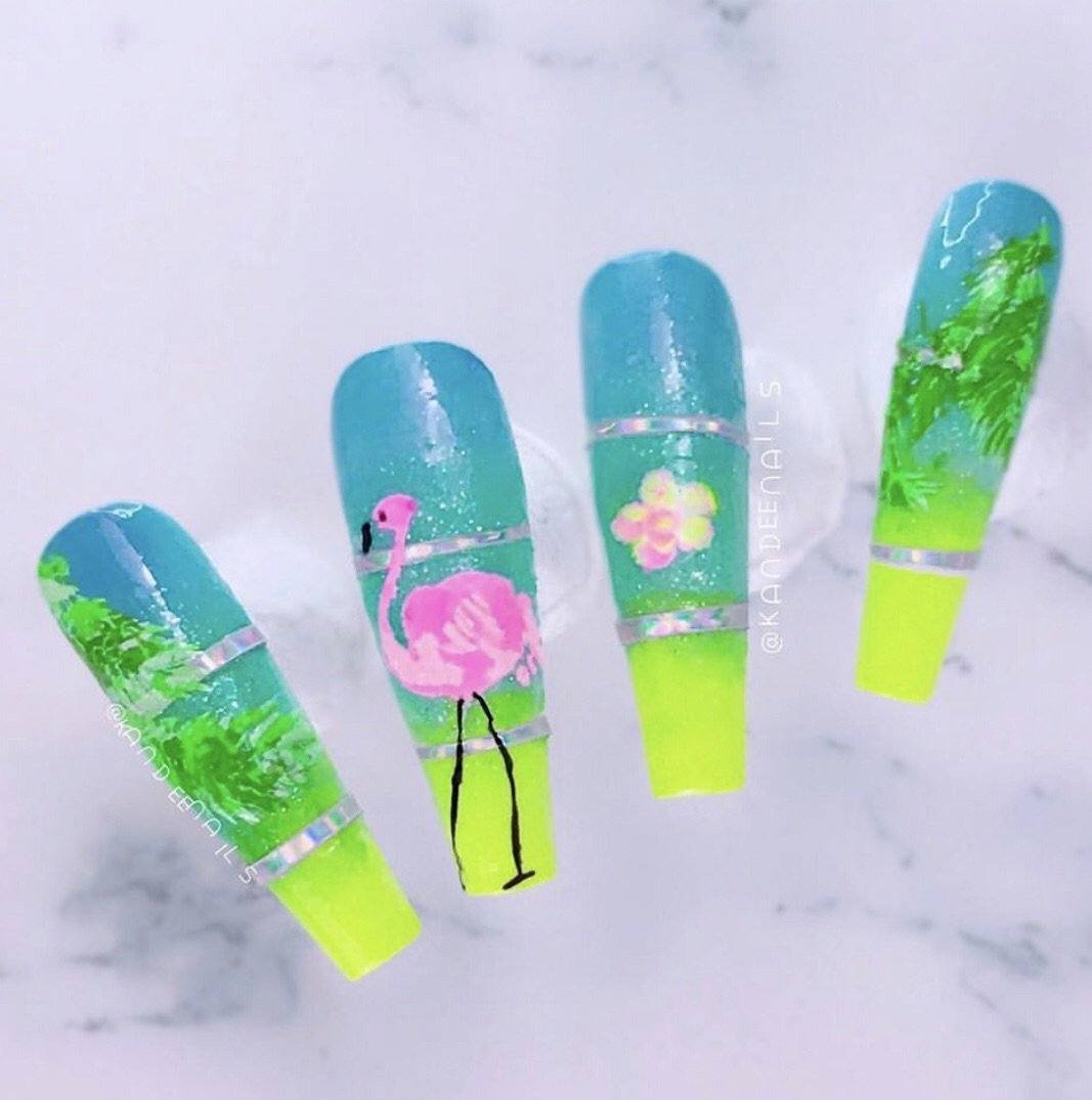 Fabulous Flamingo (CjS-57) - Steel Nail Art Stamping Plate 14 x 9 Clear Jelly Stamper