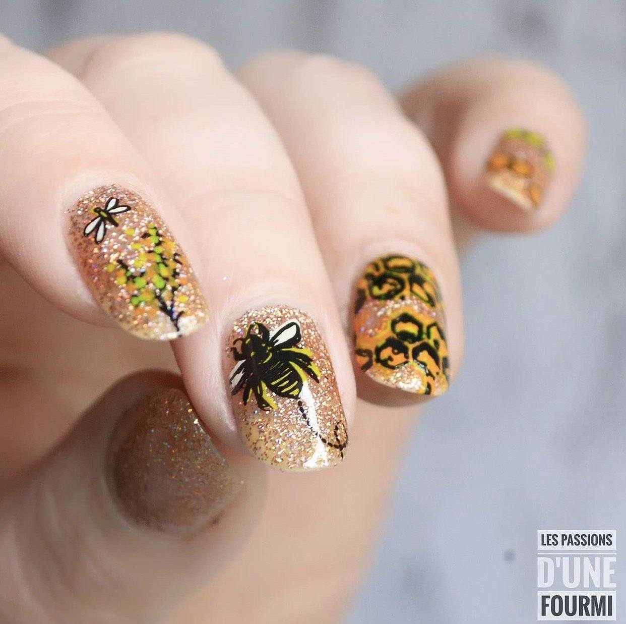 Save the Bees! (CjS-68) Steel Nail Art Stamping Plate 14 x 9 Clear Jelly Stamper