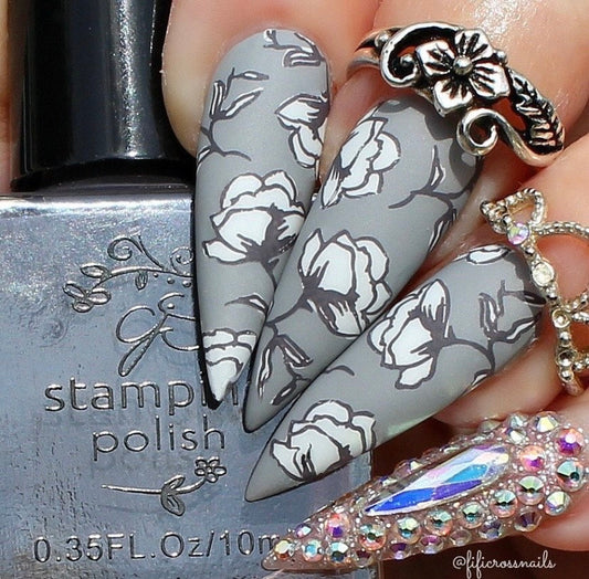 Sketched Garden (CjS-82) Steel Nail Art Stamping Plate 14 x 9 Clear Jelly Stamper