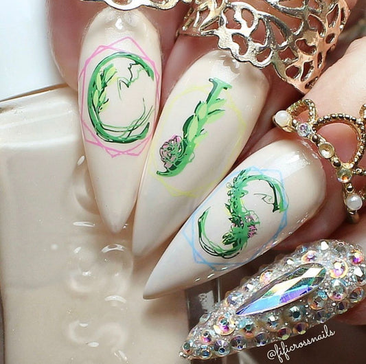 Garden Letters (CjS-83) Steel Nail Art Stamping Plate 14 x 9 Clear Jelly Stamper