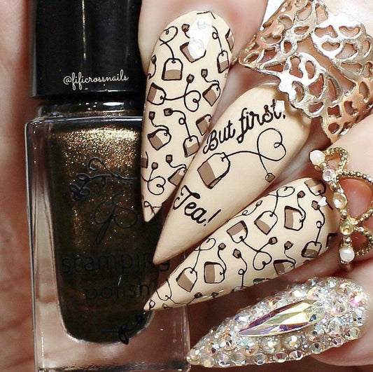 Steeped (CjS-90) Steel Nail Art Stamping Plate 6x6 Clear Jelly Stamper