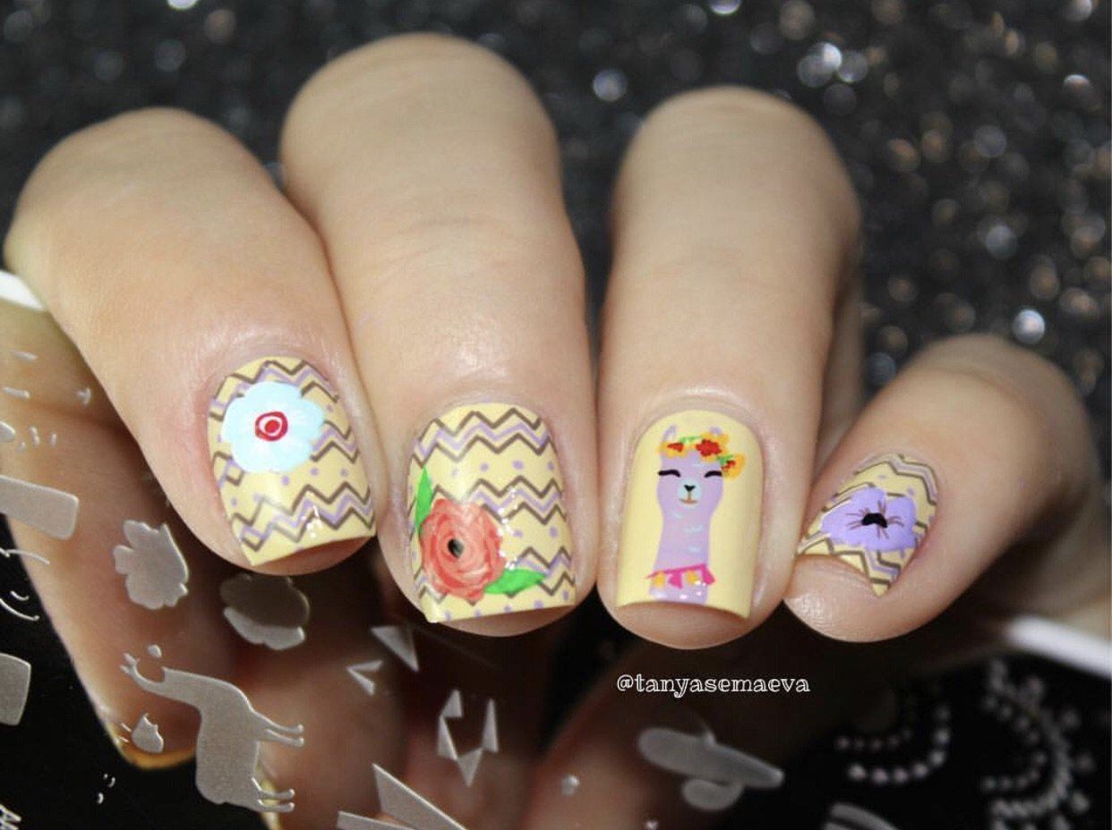 Love at First Llama (CjS-98) Steel Nail Art Stamping Plate 14 x 9 Clear Jelly Stamper