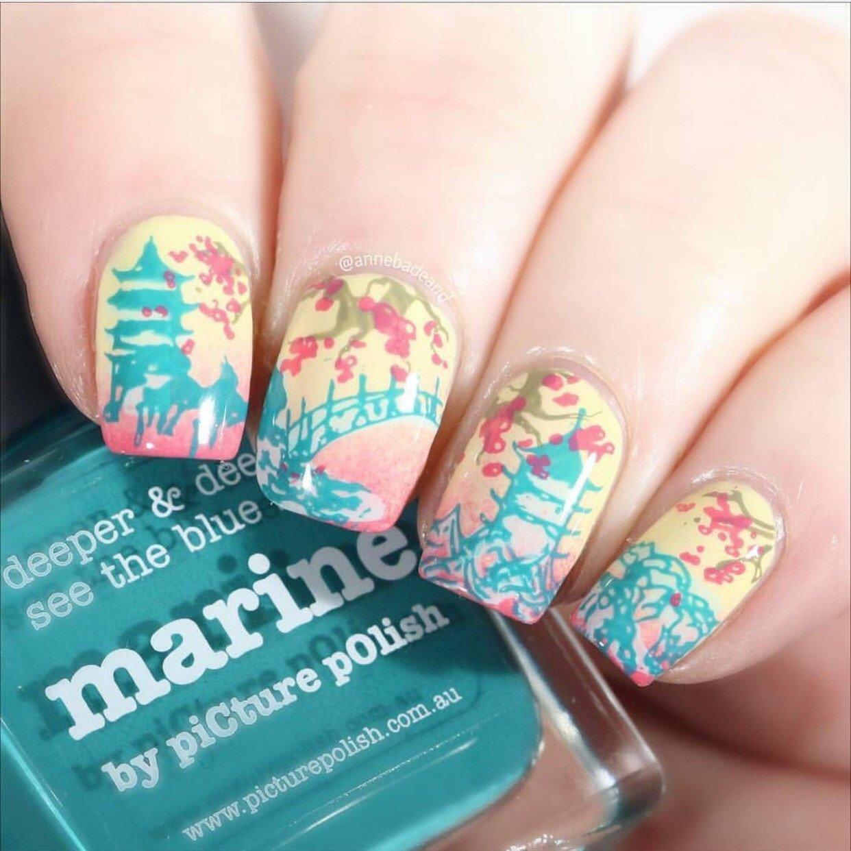 Veil of Old Japan - Steel Nail Art Stamping Plate (CjSLC-12) 14 x 9 Clear Jelly Stamper