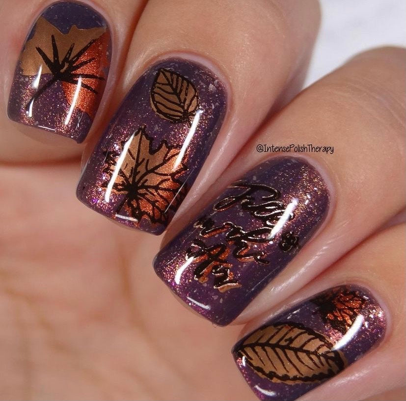 Forever Autumn (CjS-86) Steel Nail Art Stamping Plate 14 x 9 Clear Jelly Stamper