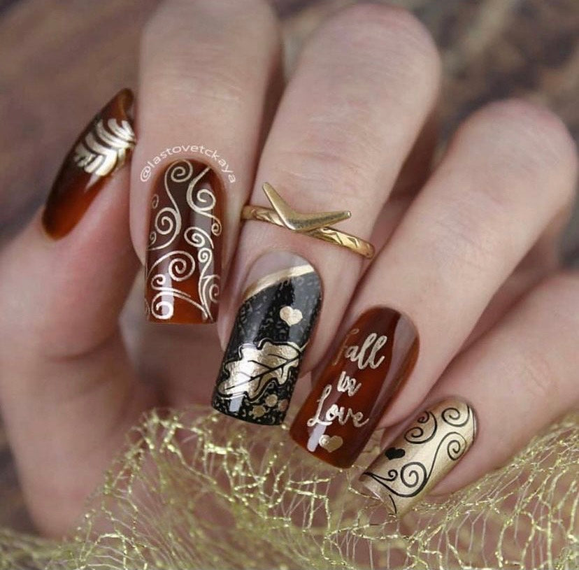 Forever Autumn (CjS-86) Steel Nail Art Stamping Plate 14 x 9 Clear Jelly Stamper