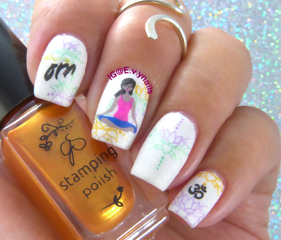 Eat, Sleep, Yoga, Repeat! (CjS-206) Steel Stamping Nail Art Plate 8 x 8 Clear Jelly Stamper