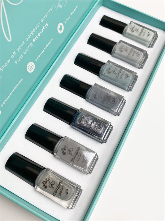Nail Art Stamping Color Kit - 7 Shades of Grey (7 colors)