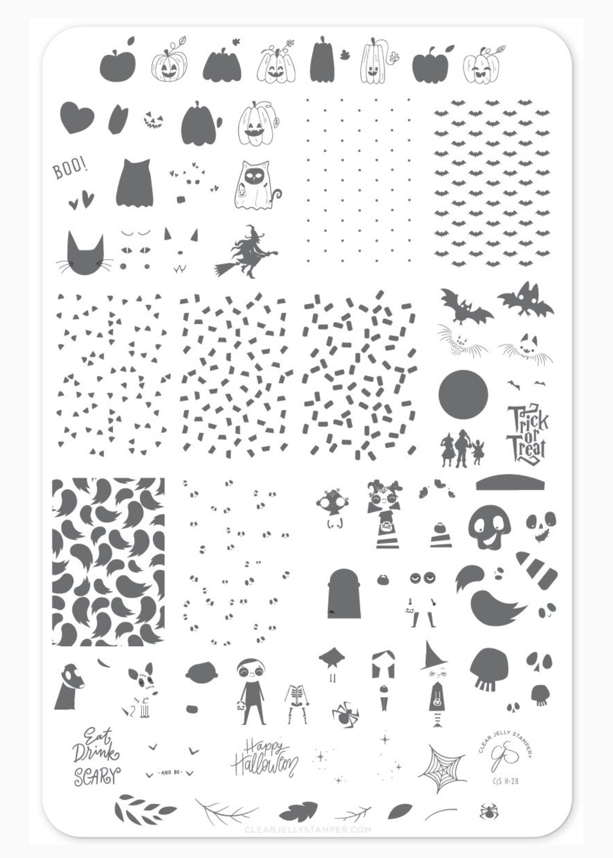 Trick or Creeping (CjSH-42) Steel Stamping Plate 14 x 9 Clear Jelly Stamper